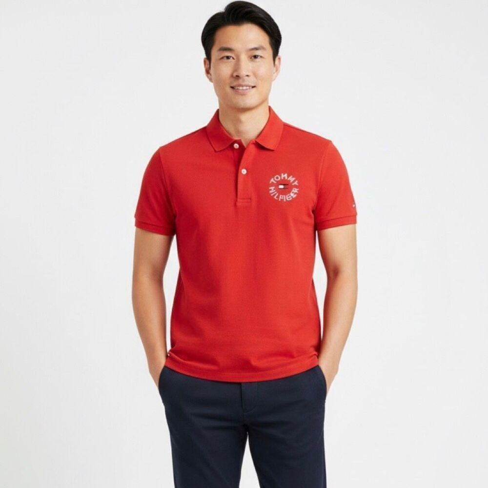 NWT Tommy Hilfiger short sleeves, regular fit polo in red Size M
